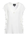 Cavalli Class Woman Top White Size 10 Acetate, Silk