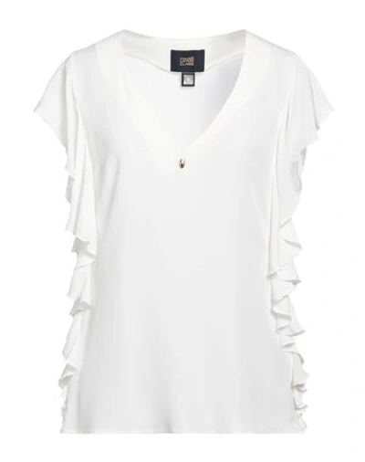 Cavalli Class Woman Top White Size 10 Acetate, Silk