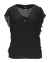 Cavalli Class Woman Top Black Size 4 Acetate, Silk