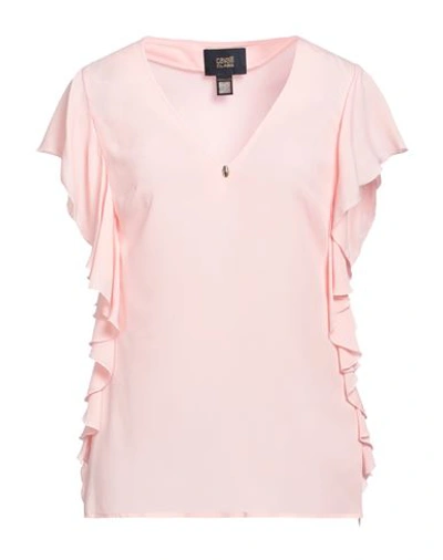 Cavalli Class Woman Top Light Pink Size 12 Acetate, Silk In Pink