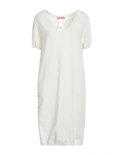 Twinset Woman Mini Dress Off White Size M Viscose, Polyester In Off White
