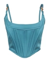 Versace Woman Top Light Blue Size 6 Acetate, Viscose