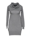 BYBLOS BYBLOS WOMAN MINI DRESS GREY SIZE S POLYESTER, VIRGIN WOOL, SILK, ACRYLIC