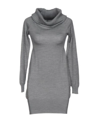 Byblos Woman Mini Dress Grey Size S Polyester, Virgin Wool, Silk, Acrylic