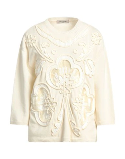 Valentino Embellished Wool And Cashmere-blend Sweater In White