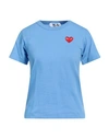 Comme Des Garçons Play Woman T-shirt Light Blue Size M Cotton