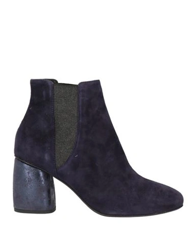 Alberto Fermani Woman Ankle Boots Purple Size 6 Soft Leather, Textile Fibers