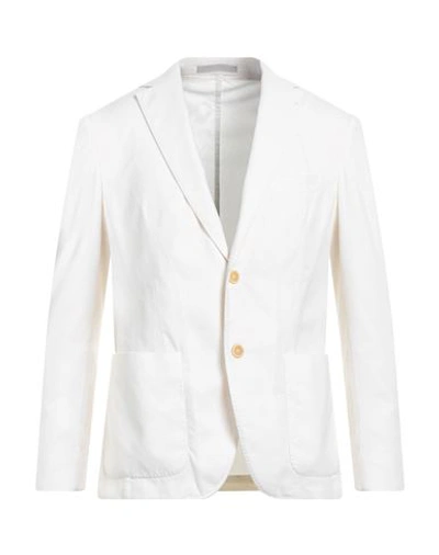 Eleventy Man Suit Jacket Ivory Size 40 Cotton In White