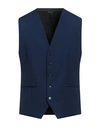 Grey Daniele Alessandrini Man Tailored Vest Navy Blue Size 40 Polyester, Viscose, Elastane