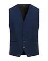 Grey Daniele Alessandrini Man Tailored Vest Navy Size 40 Polyester, Viscose, Elastane In Navy Blue