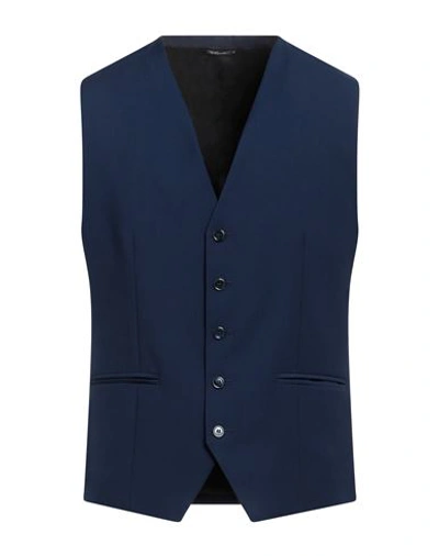 Grey Daniele Alessandrini Man Tailored Vest Navy Blue Size 40 Polyester, Viscose, Elastane