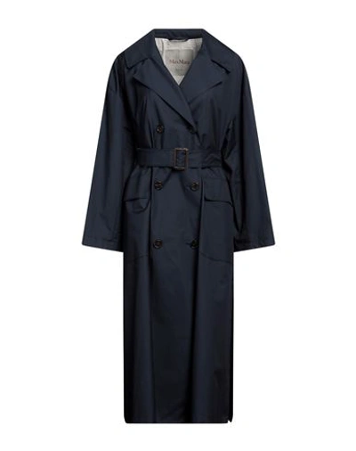 Max Mara The Cube Woman Overcoat & Trench Coat Midnight Blue Size 8 Cotton, Polyester