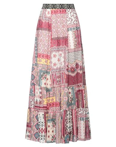 Anjuna Woman Long Skirt Pink Size L Cotton