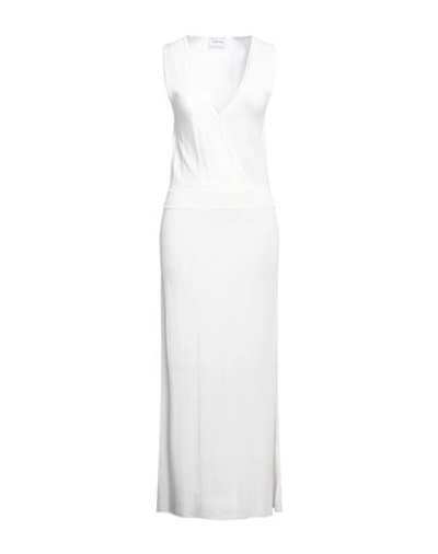 Scaglione Woman Maxi Dress White Size S Viscose, Organic Cotton