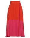 Antonia Zander Woman Midi Skirt Coral Size S Silk In Red