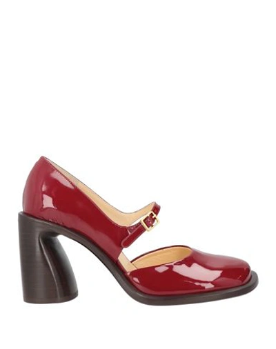 Rochas Woman Pumps Burgundy Size 11 Goat Skin In Red