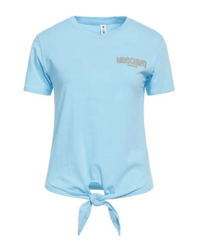 Moschino Woman T-shirt Sky Blue Size Xs Cotton, Elastane