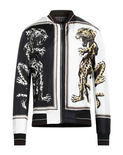 Roberto Cavalli Man Jacket Off White Size 40 Silk