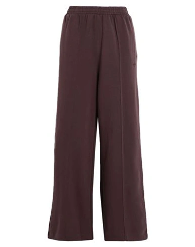 Adidas Originals Wideleg Pant Woman Pants Cocoa Size 8 Cotton, Recycled Polyester In Brown