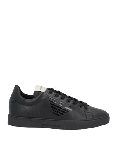Emporio Armani Man Sneakers Black Size 11 Soft Leather