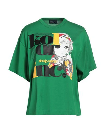 Kolor Woman T-shirt Green Size 2 Cotton