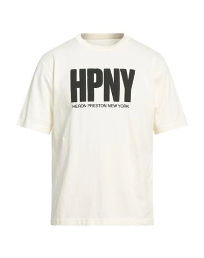 Heron Preston Man T-shirt Ivory Size L Cotton In White