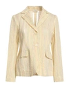 Bohelle Woman Blazer Pastel Yellow Size 8 Cotton, Viscose, Polyester, Polyamide In Yellow