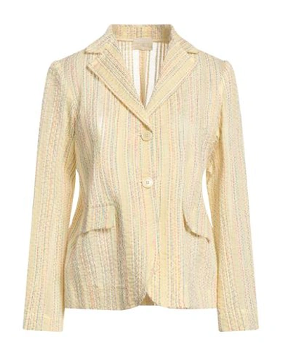 Bohelle Woman Blazer Light Yellow Size 8 Cotton, Viscose, Polyester, Polyamide