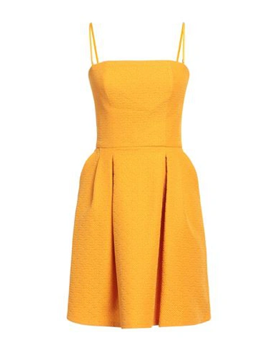 Hanita Woman Mini Dress Ocher Size L Polyester, Elastane In Orange