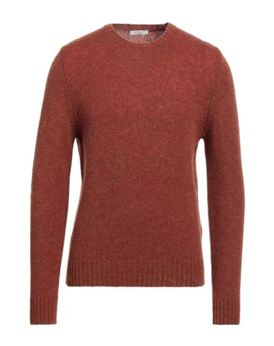 Boglioli Man Sweater Rust Size L Wool In Red