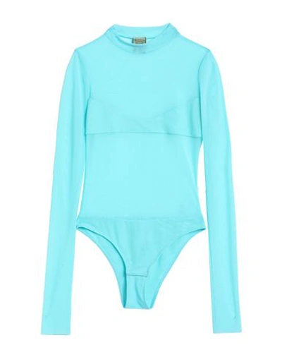 Not After Ten Woman Bodysuit Turquoise Size S Polyamide, Elastane In Blue