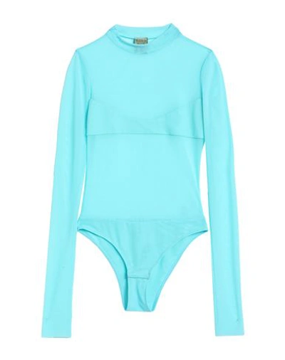 Not After Ten Woman Bodysuit Turquoise Size Xs Polyamide, Elastane In Blue