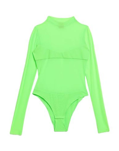 Not After Ten Woman Bodysuit Acid Green Size S Polyamide, Elastane