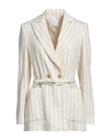 Eleventy Woman Blazer Beige Size 2 Linen, Elastane In Beige