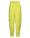 GANNI GANNI WOMAN PANTS ACID GREEN SIZE 8/10 VISCOSE, RECYCLED POLYESTER
