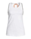 N°21 Woman Tank Top White Size 6 Cotton, Glass, Silicone In White
