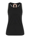 N°21 Woman Tank Top Black Size 8 Cotton, Glass, Silicone