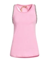 N°21 Woman Tank Top Pink Size 6 Cotton, Glass, Silicone