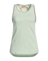 N°21 Woman Tank Top Light Green Size 8 Cotton, Glass, Silicone