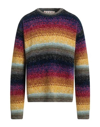 Marni Man Sweater Blue Size 40 Viscose, Cotton, Virgin Wool, Mohair Wool, Polyamide In Multi