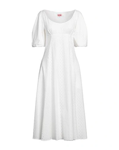 Kenzo Woman Midi Dress White Size 8 Cotton