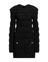 Balmain Woman Mini Dress Black Size 6 Viscose, Polyamide, Polyester, Virgin Wool, Polyurethane