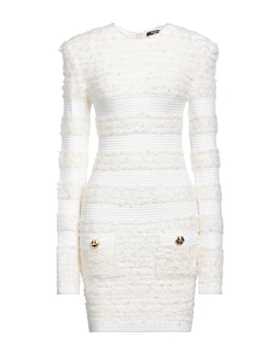 Balmain Woman Mini Dress Cream Size 4 Viscose, Polyamide, Polyester, Virgin Wool, Polyurethane In White