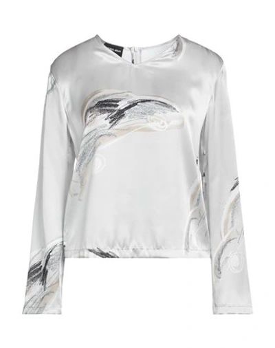 Giorgio Armani Woman T-shirt Light Grey Size 14 Silk