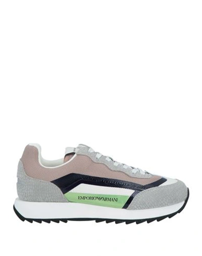 Emporio Armani Woman Sneakers Sand Size 7.5 Leather, Textile Fibers In Beige