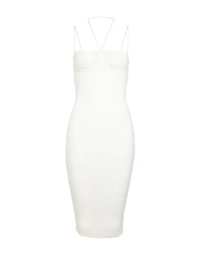 Andreädamo Andreādamo Woman Midi Dress Ivory Size Xs Viscose, Polyester, Polyamide, Elastane In White