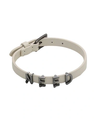 Valentino Garavani Man Bracelet Ivory Size - Soft Leather In White