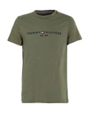 Tommy Hilfiger Tommy Logo T-shirt Man T-shirt Military Green Size Xl Cotton