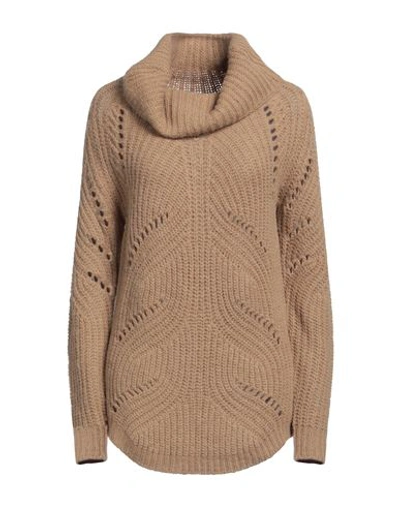 Vicolo Trivelli Woman Turtleneck Sand Size S Alpaca Wool, Acrylic, Polyamide, Polyester In Beige