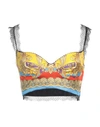Versace Woman Top Yellow Size 0 Polyamide, Elastane
